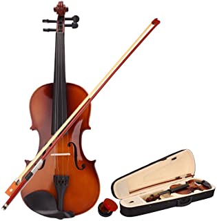 Wuddi Acoustic Violin Fiddle Full Size with Shoulder Rest Tuner Bow Rosin Strings Case